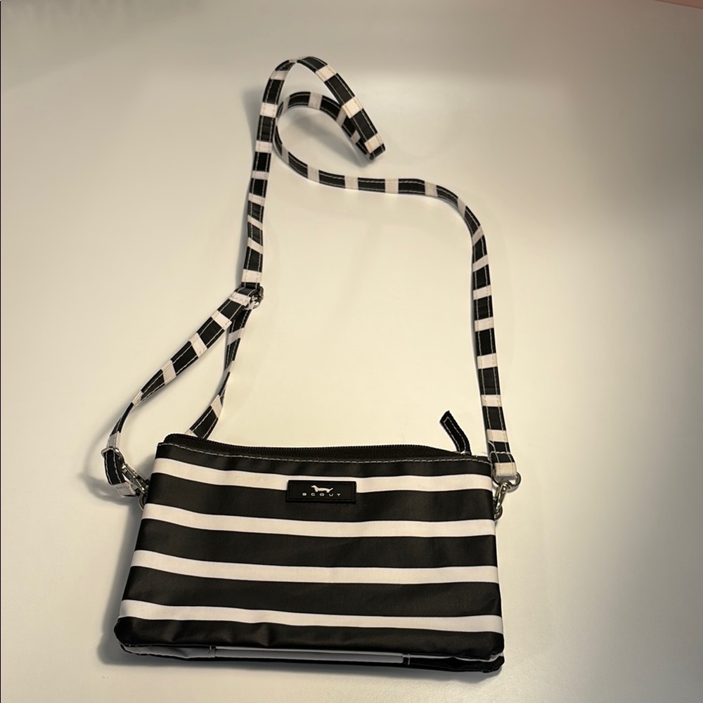 Scout Black and White Striped Crossbody Bag